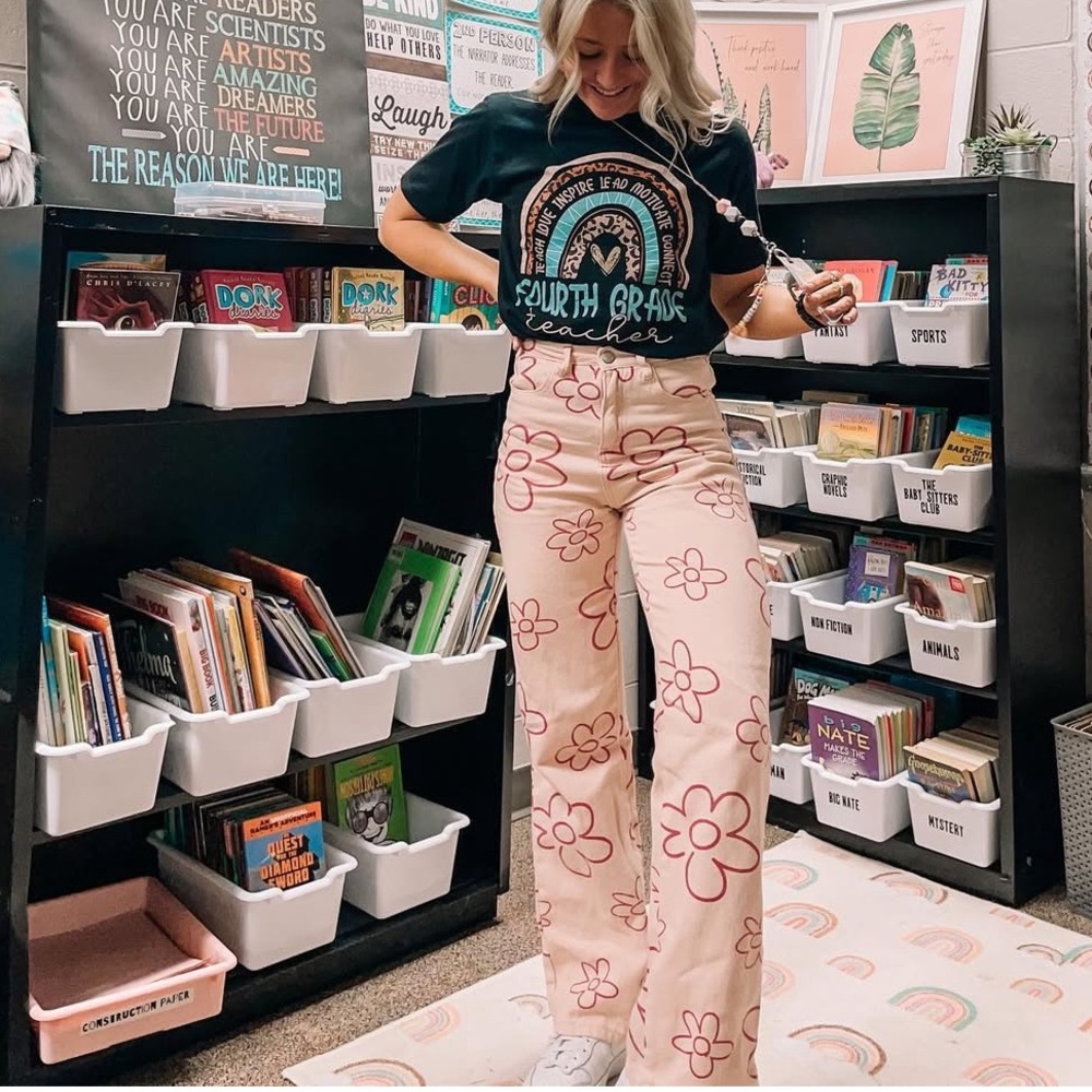 Floral High Rise Jeans